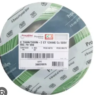CABLE CU THHN/THWN-2 10AWG VERDE PROCABLES X 100 METROS