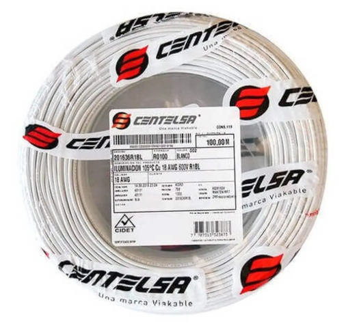 CABLE CU DUPLEX 2X12AWG BL CENTELSA X 100 METROS